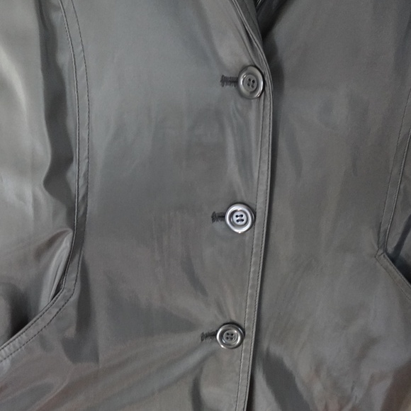 A. Byer Long Trench Coat Button Down Black Size L 90s Y2K Minimalist Streetwear - Picture 6 of 10